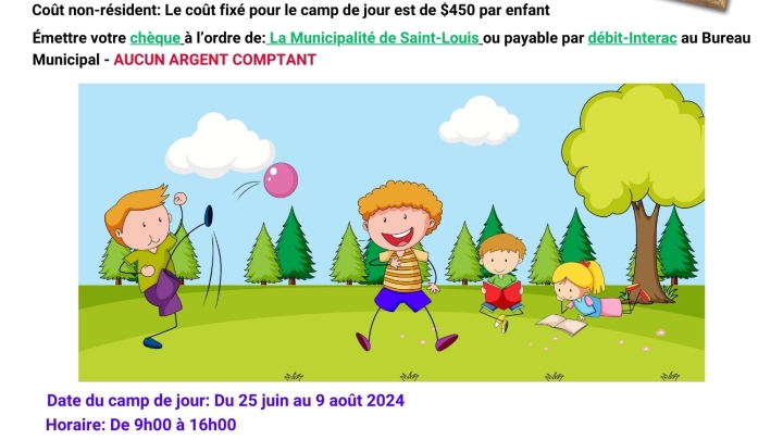 Inscription pour le camp de jour été 2024