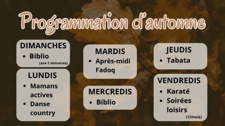 Programmation d'automne