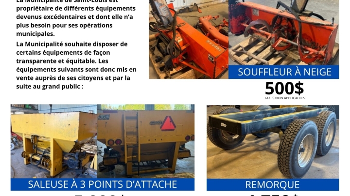 Vente d'équipements municipaux