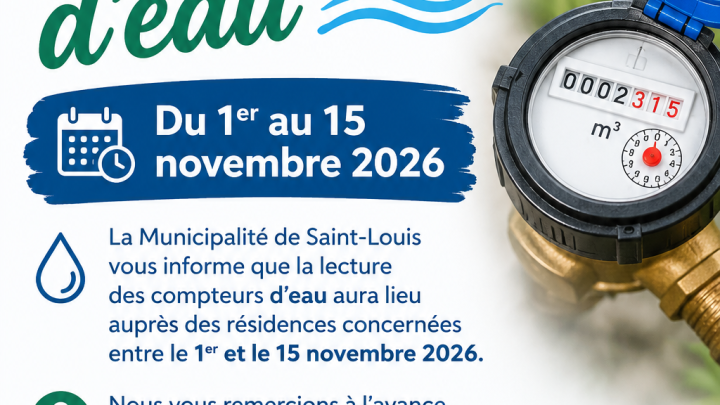 1er au 15 novembre - Lecture des compteurs d'eau