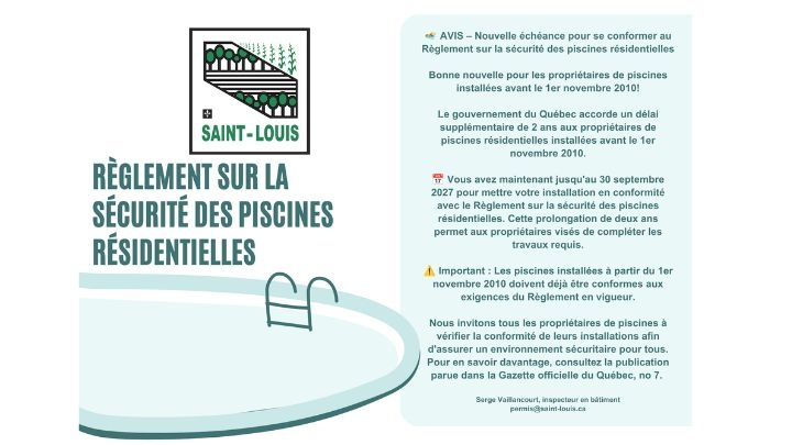Règlement sur la sécurité des piscines résidentielles
