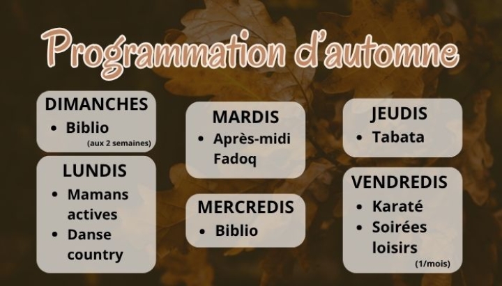 Programmation d'automne