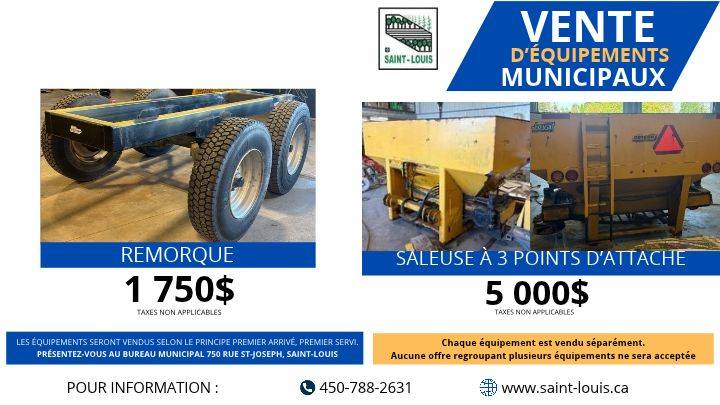 Vente d'équipements municipaux