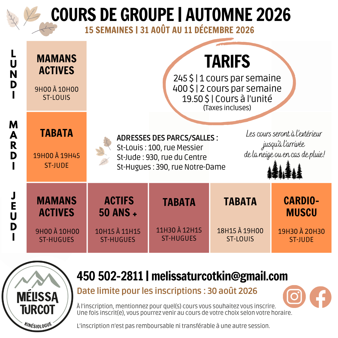 Cours Mélissa Turcot automne 2026